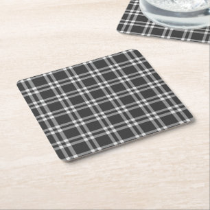 Dessous-de-verre Carré En Papier Plaid noir