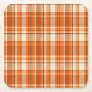 Dessous-de-verre Carré En Papier Plaid orange