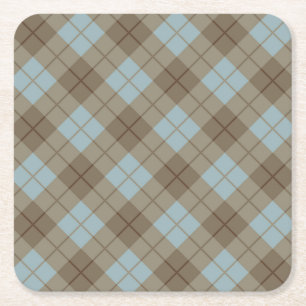 Dessous-de-verre Carré En Papier Plaid polarisé dans le bleu et le brun