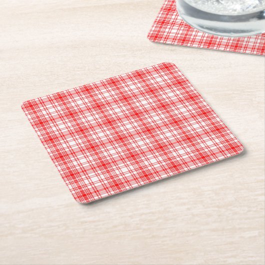 Dessous-de-verre Carré En Papier Plaid rouge (Incliné)
