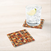 Dessous-de-verre Carré En Papier Plaids d'automne citrouille Maple Feuille (En situation)