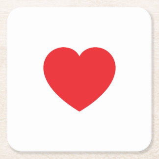 Dessous-de-verre Carré En Papier Plain Modern White Red Love Heart Graphic