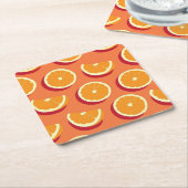 Dessous-de-verre Carré En Papier "Plaisir aux agrumes : Vibrant Orange Fruit Print (Incliné)