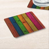 Dessous-de-verre Carré En Papier planches en bois de belle couleur (Incliné)