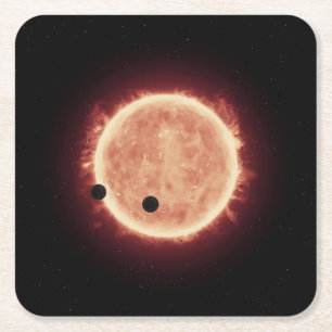 Dessous-de-verre Carré En Papier Planètes Transitant Red Nwarf Star Dans Trappist-1