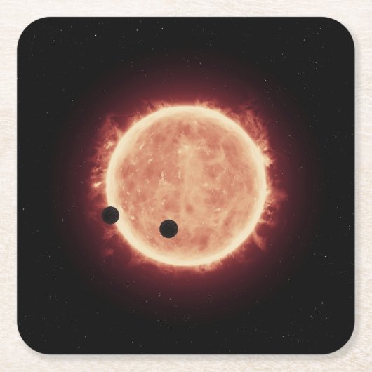 Dessous-de-verre Carré En Papier Planètes Transitant Red Nwarf Star Dans Trappist-1 (Devant)