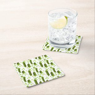 Dessous-de-verre Carré En Papier Plantes de pois verts feuilles rondes légumes alim