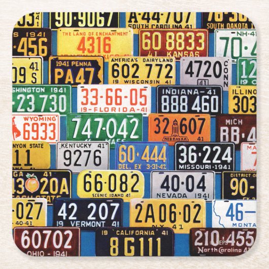 Dessous-de-verre Carré En Papier Plaques de licence par H. Wilson Smith (Devant)