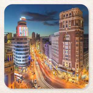 Dessous-de-verre Carré En Papier Plaza Del Callao Madrid Espagne