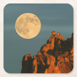 Dessous-de-verre Carré En Papier Pleine lune   Basalt Cliffs Smith Rock State Park