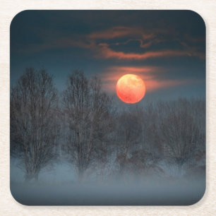 Dessous-de-verre Carré En Papier Pleine Lune Novembre à Scalenghe, Italie