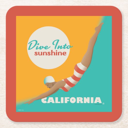 Dessous-de-verre Carré En Papier Plongez Dans Le Soleil | Californie (Devant)
