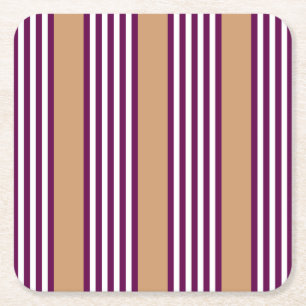 Dessous-de-verre Carré En Papier Plum et blanc cinq bandes motif avec bronzage
