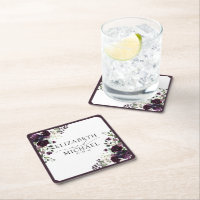 Plum violet mauve Floral Aquarelle Script Mariage