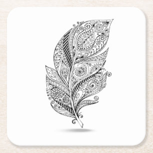 Dessous-de-verre Carré En Papier Plume tribale inspirée
