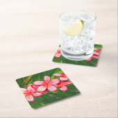 Dessous-de-verre Carré En Papier Plumerias (En situation)