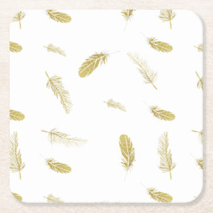 Dessous-de-verre Carré En Papier Plumes d'or
