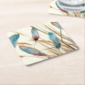 Dessous-de-verre Carré En Papier Plumes et herbe (Incliné)