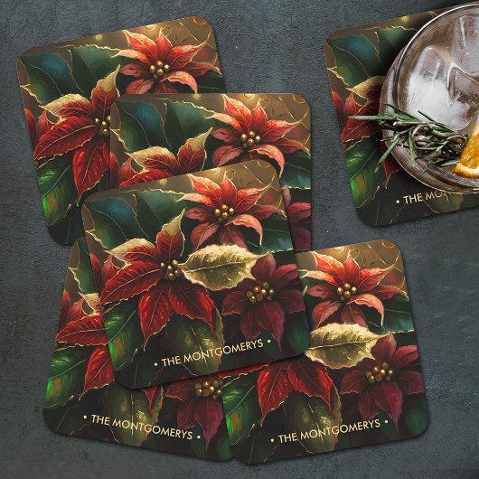 Dessous-de-verre Carré En Papier Poinsettias Noël