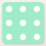 Dessous-de-verre Carré En Papier Points blancs de Mint Vert Elégant Modèle classiqu<br><div class="desc">Mint Green White Dots Élégant Blank Classic Modèle Carré Dessous de verre papier.</div>