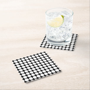 Dessous-de-verre Carré En Papier Points blancs minimaux sur fond noir uni