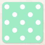 Dessous-de-verre Carré En Papier Points blancs verts de menthe classique Modèle élé<br><div class="desc">Classic Mint Green White Dots Élégant Dessous de verre Carré de papier Modèle.</div>