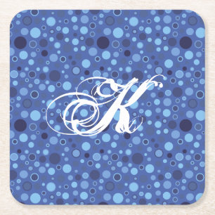 Dessous-de-verre Carré En Papier Points de bulle bleue Dessous de verre Monogramme