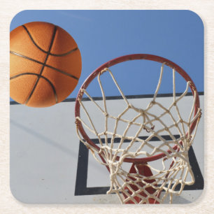 Dessous-de-verre Carré En Papier Points De Cotation Basketball Traversant Un Cercea