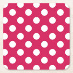Dessous-de-verre Carré En Papier Pois blancs sur cerise<br><div class="desc">Pois blancs sur cerise</div>