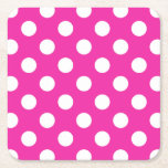 Dessous-de-verre Carré En Papier Pois blancs sur fuchsia<br><div class="desc">Pois blancs sur fuchsia</div>