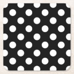 Dessous-de-verre Carré En Papier Pois blancs sur noir<br><div class="desc">Pois blancs sur noir</div>