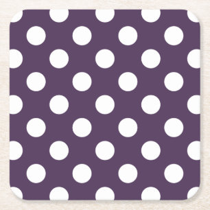 Dessous-de-verre Carré En Papier Pois blancs sur prune violette