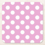 Dessous-de-verre Carré En Papier Pois blancs sur rose pâle<br><div class="desc">Pois blancs sur rose pâle</div>