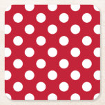 Dessous-de-verre Carré En Papier Pois blancs sur rouge<br><div class="desc">Pois blancs sur rouge</div>