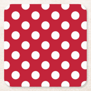 Dessous-de-verre Carré En Papier Pois blancs sur rouge