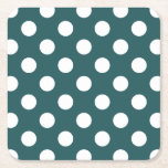 Dessous-de-verre Carré En Papier Pois blancs sur turquoise<br><div class="desc">Pois blancs sur turquoise</div>