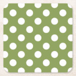 Dessous-de-verre Carré En Papier Pois blancs sur vert olive<br><div class="desc">Pois blancs sur vert olive</div>