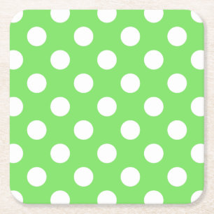 Dessous-de-verre Carré En Papier Pois blancs sur vert pomme