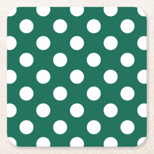 Dessous-de-verre Carré En Papier Pois blancs sur vert sauge