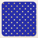 Dessous-de-verre Carré En Papier pois bleu faux or<br><div class="desc">Design pois élégant et moderne.</div>