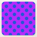 Dessous-de-verre Carré En Papier Pois bleus sur violet<br><div class="desc">Pois bleus sur violet</div>