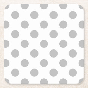 Dessous-de-verre Carré En Papier Pois gris sur blanc