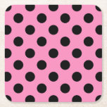 Dessous-de-verre Carré En Papier Pois noirs en rose<br><div class="desc">Pois noirs en rose</div>