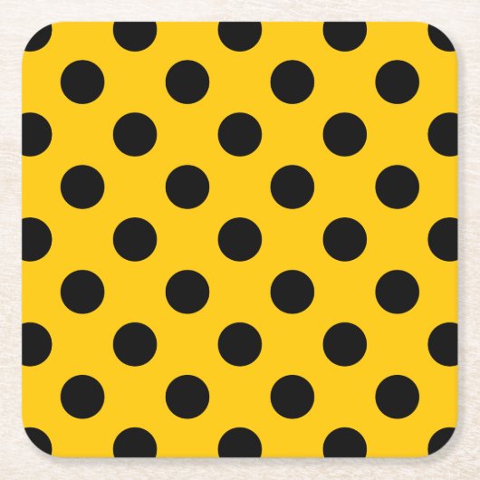Dessous-de-verre Carré En Papier Pois noirs sur jaune (Devant)