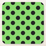 Dessous-de-verre Carré En Papier Pois noirs sur vert citron<br><div class="desc">Pois noirs sur vert citron</div>