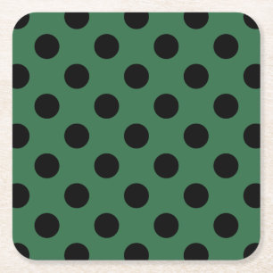 Dessous-de-verre Carré En Papier Pois noirs sur vert kelly