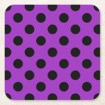 Dessous-de-verre Carré En Papier Pois noirs sur violet<br><div class="desc">Pois noirs sur violet</div>