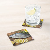 Dessous-de-verre Carré En Papier Poisson Dorado (En situation)