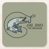 Dessous-de-verre Carré En Papier Poisson et crochet personnalisé (Devant)