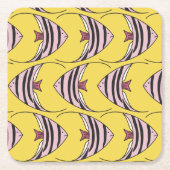 Dessous-de-verre Carré En Papier Poisson jaune vif (Devant)